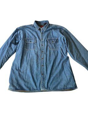 Wolverine Denim Shirt Jacket Striped Fleece Lining Button-Up Long Sleeves 2XLT